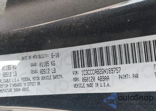 1C3CCCAB2GN189757: 42396025