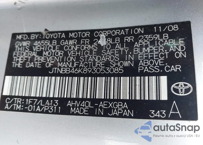 JTNBB46K893053085: 42396202