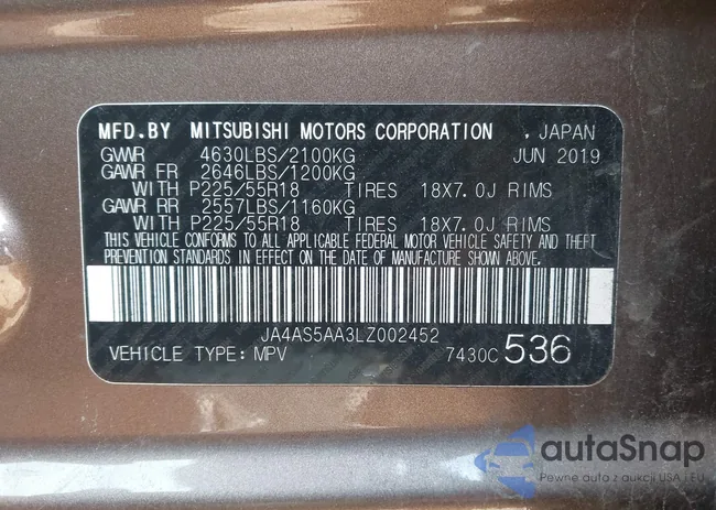 JA4AS5AA3LZ002452: 42396254