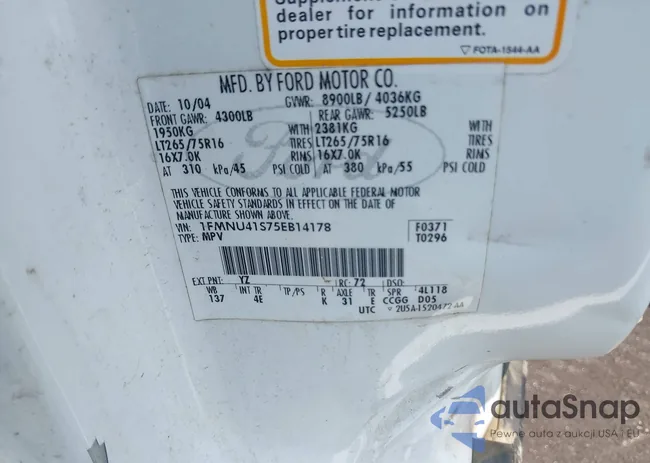 1FMNU41S75EB14178: 42396277