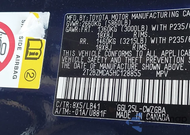 2T2BZMCA5HC128855: 42395716