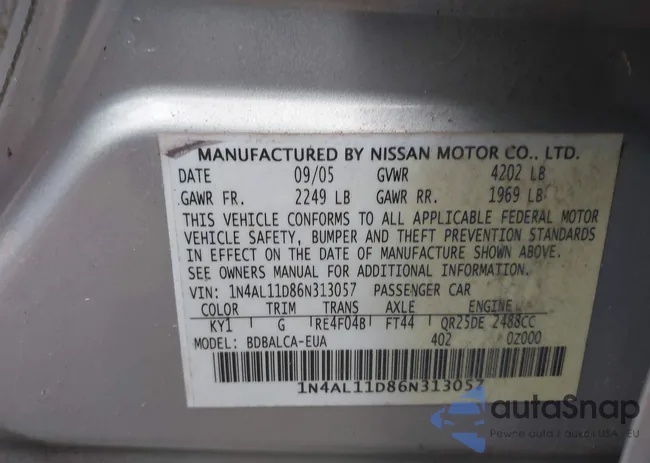 1N4AL11D86N313057: 42395727