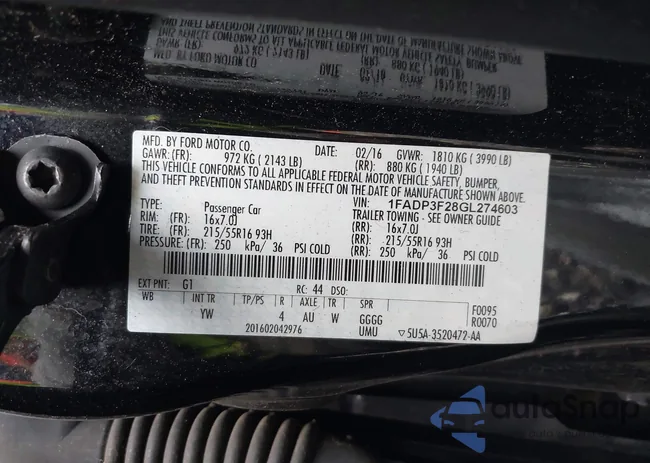 1FADP3F28GL274603: 42397012