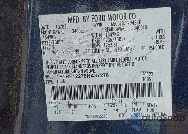 1FTRF12276NA37276: 42397026