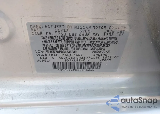 3N1CN7AP0GL846230: 42397361