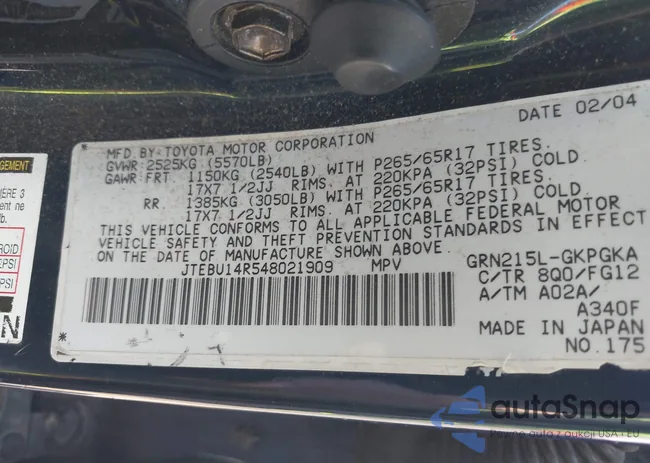 JTEBU14R548021909: 42397437