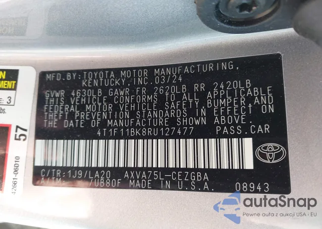 4T1F11BK8RU127477: 42396570