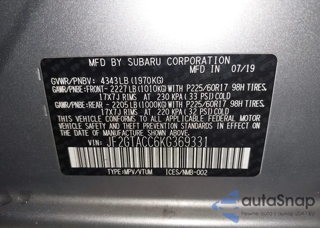 JF2GTACC6KG369331: 42396611