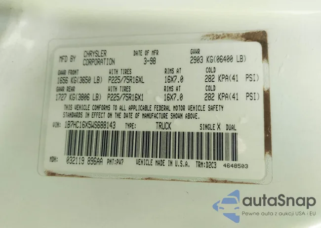 1B7HC16X5WS688143: 42396653