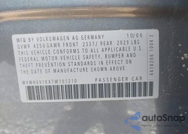 WVWHV91KX7W101210: 42398026