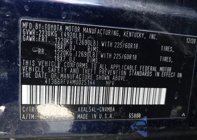 4T3B6RFV4MU025144: 42398033