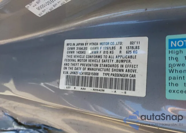 JHMZF1C41BS015008: 42398102