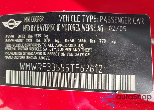 WMWRF33555TF62612: 42398112