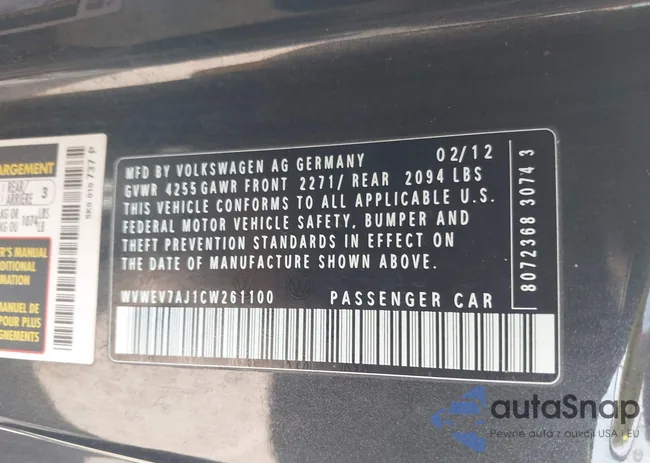 WVWEV7AJ1CW261100: 42398260