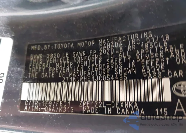 2T1BURHE1JC054495: 42398353