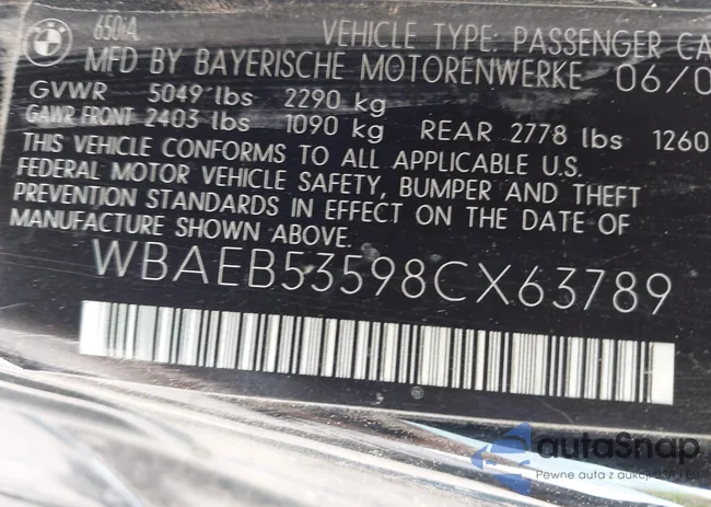 WBAEB53598CX63789: 42397535