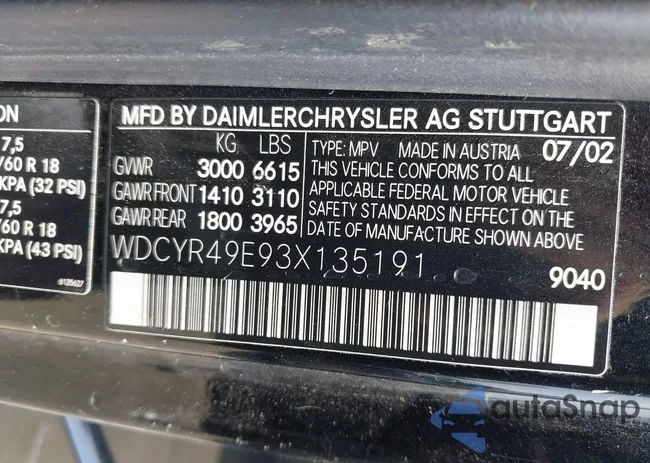 WDCYR49E93X135191: 42397790