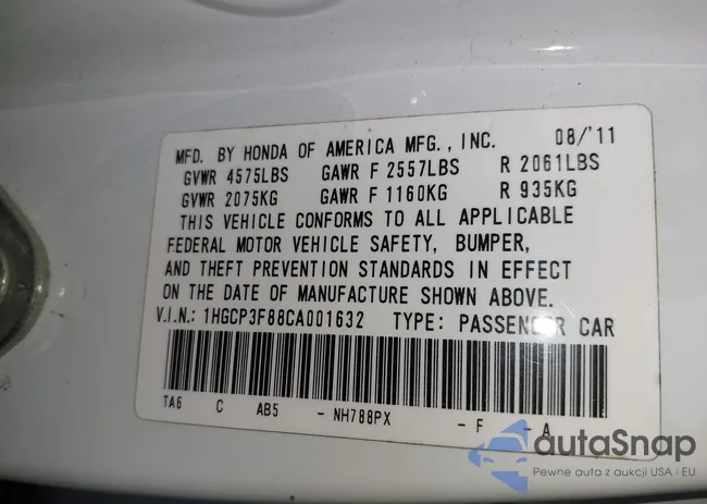 1HGCP3F88CA001632: 42397818