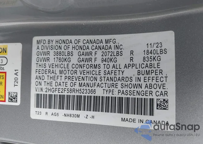 2HGFE2F58RH523366: 42397855