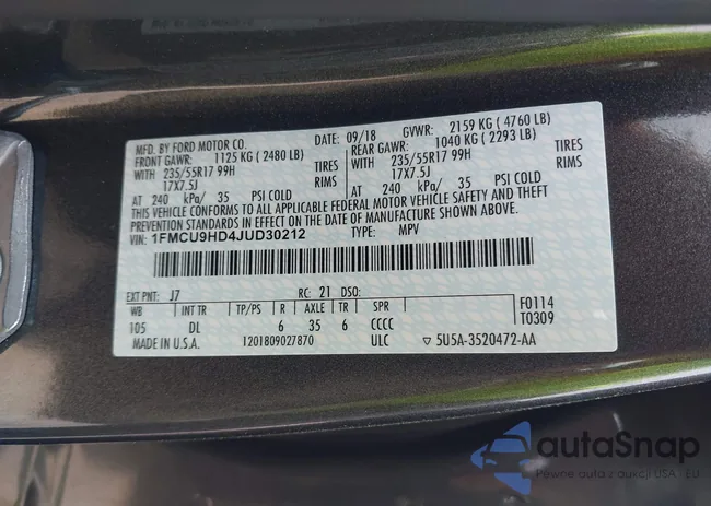 1FMCU9HD4JUD30212: 42399037