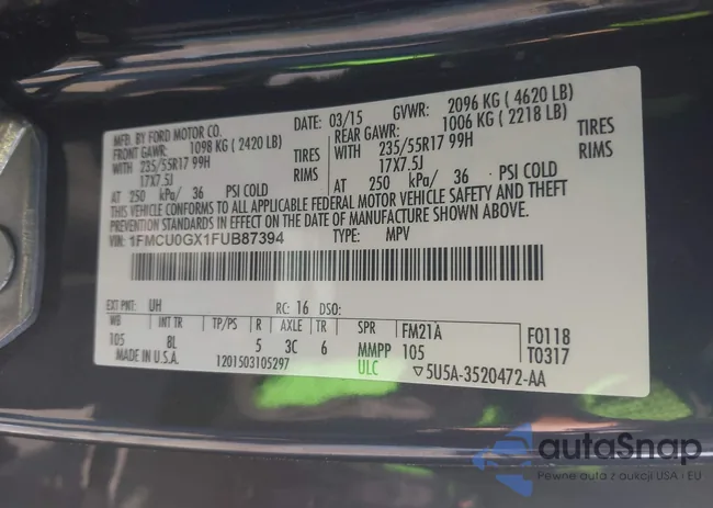 1FMCU0GX1FUB87394: 42399411