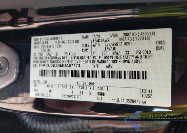 1FMCU0BZ4MUA67773: 42398745