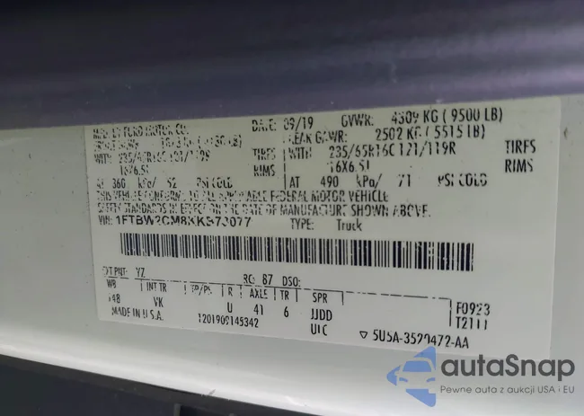 1FTBW2CM8KKB73077: 42398743