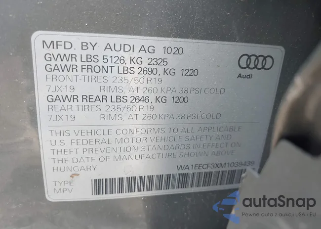 WA1EECF3XM1039439: 42400021