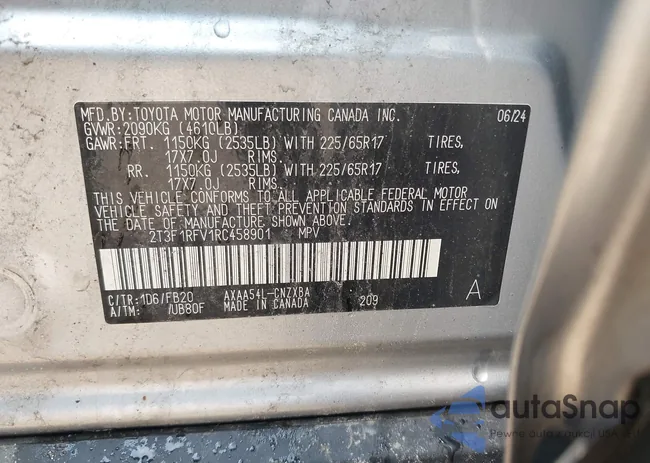 2T3F1RFV1RC458901: 42400101