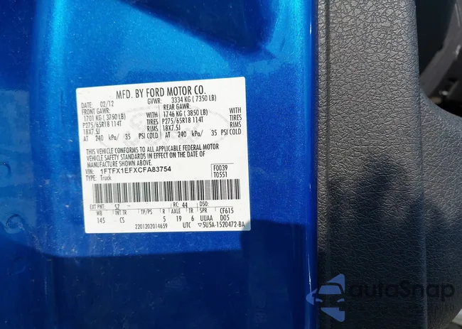 1FTFX1EFXCFA83754: 42400111