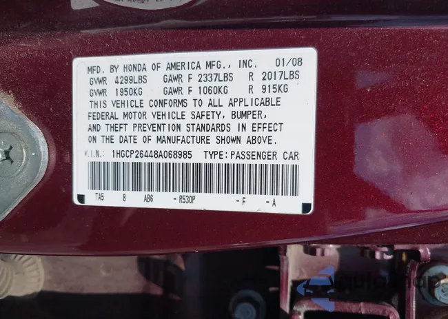 1HGCP26448A068985: 42400124