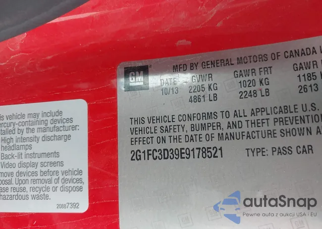 2G1FC3D39E9178521: 42400153