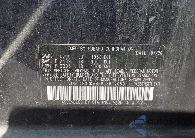 4S3GKAB68L3612059: 42400228