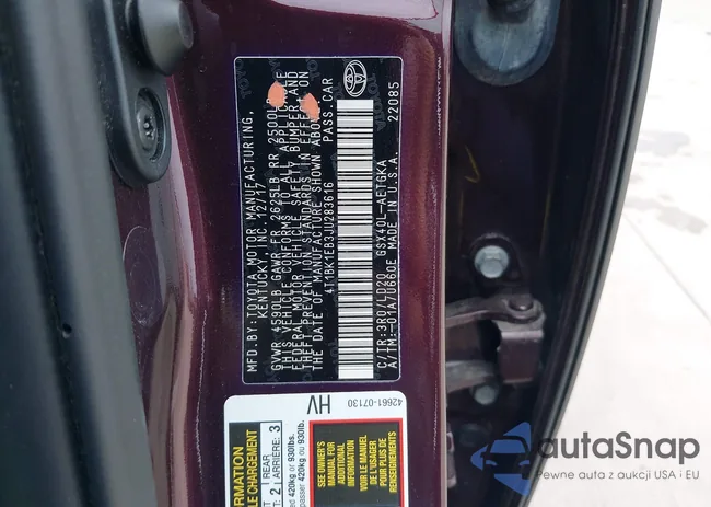 4T1BK1EB3JU283616: 42400399