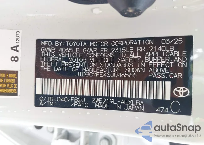 JTDBCMFE4SJ046566: 42400410