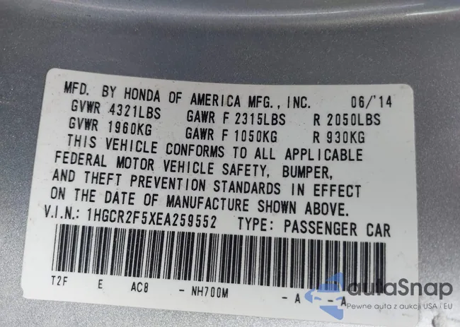 1HGCR2F5XEA259552: 42399511