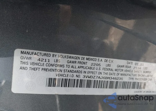 3VWDZ7AJ6BM346235: 42399702