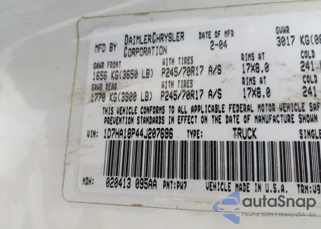 1D7HA18P44J207696: 42399784