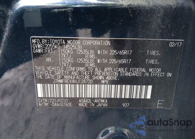 JTMWFREV4HJ128720: 42401073