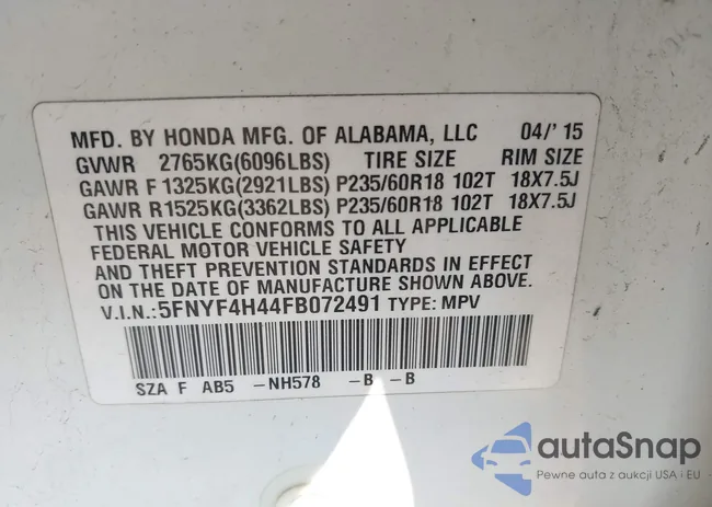 5FNYF4H44FB072491: 42401287