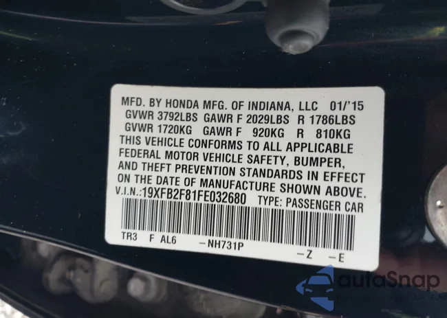 19XFB2F81FE032680: 42401316