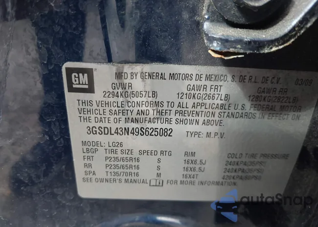 3GSDL43N49S625082: 42401335