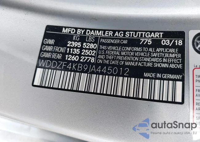 WDDZF4KB9JA445012: 42401347