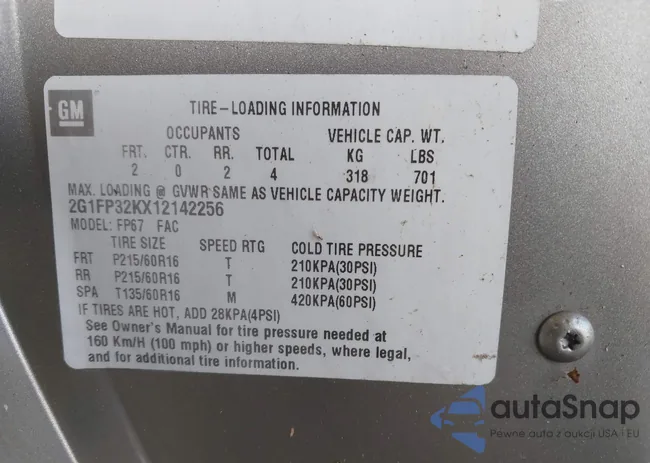 2G1FP32KX12142256: 42401352