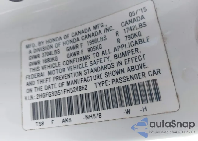 2HGFG3B51FH524862: 42401447