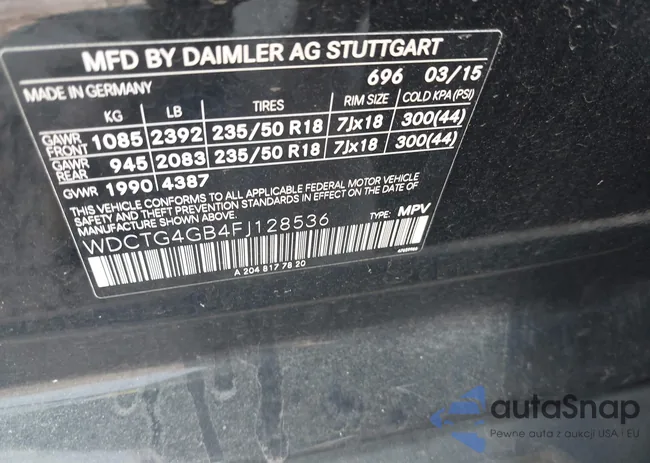 WDCTG4GB4FJ128536: 42401460