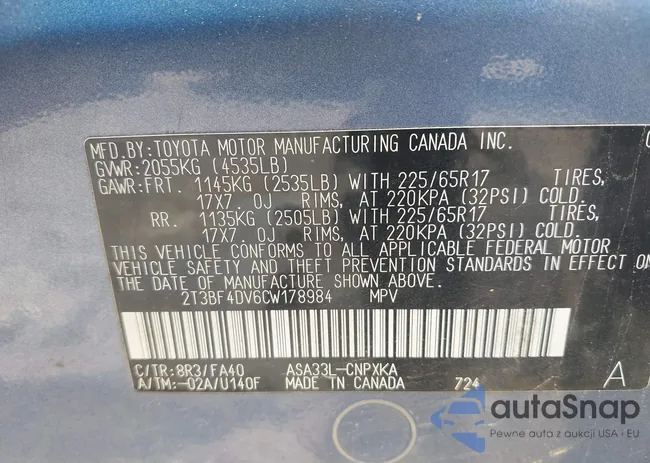 2T3BF4DV6CW178984: 42400513