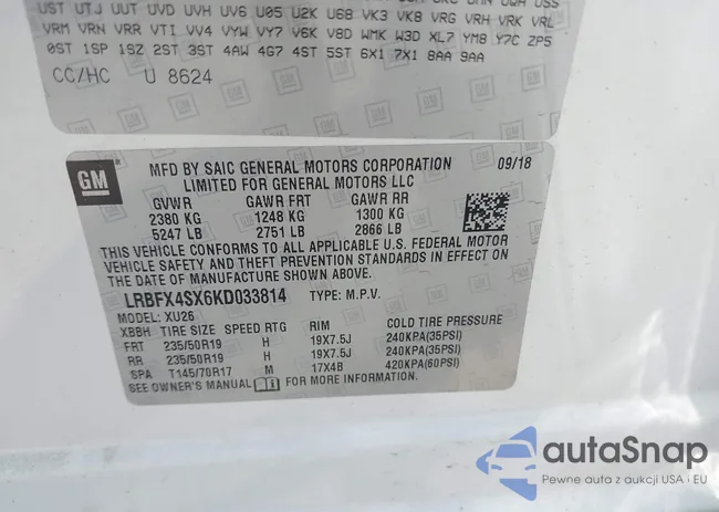 LRBFX4SX6KD033814: 42400526