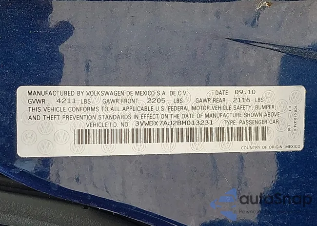 3VWDX7AJ2BM013231: 42400713