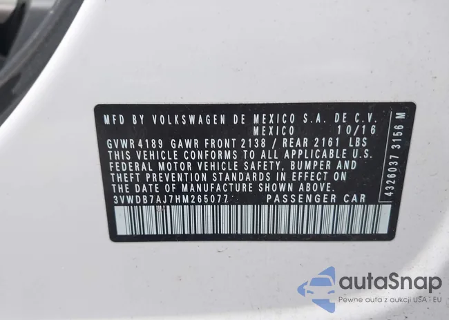 3VWDB7AJ7HM265077: 42400731